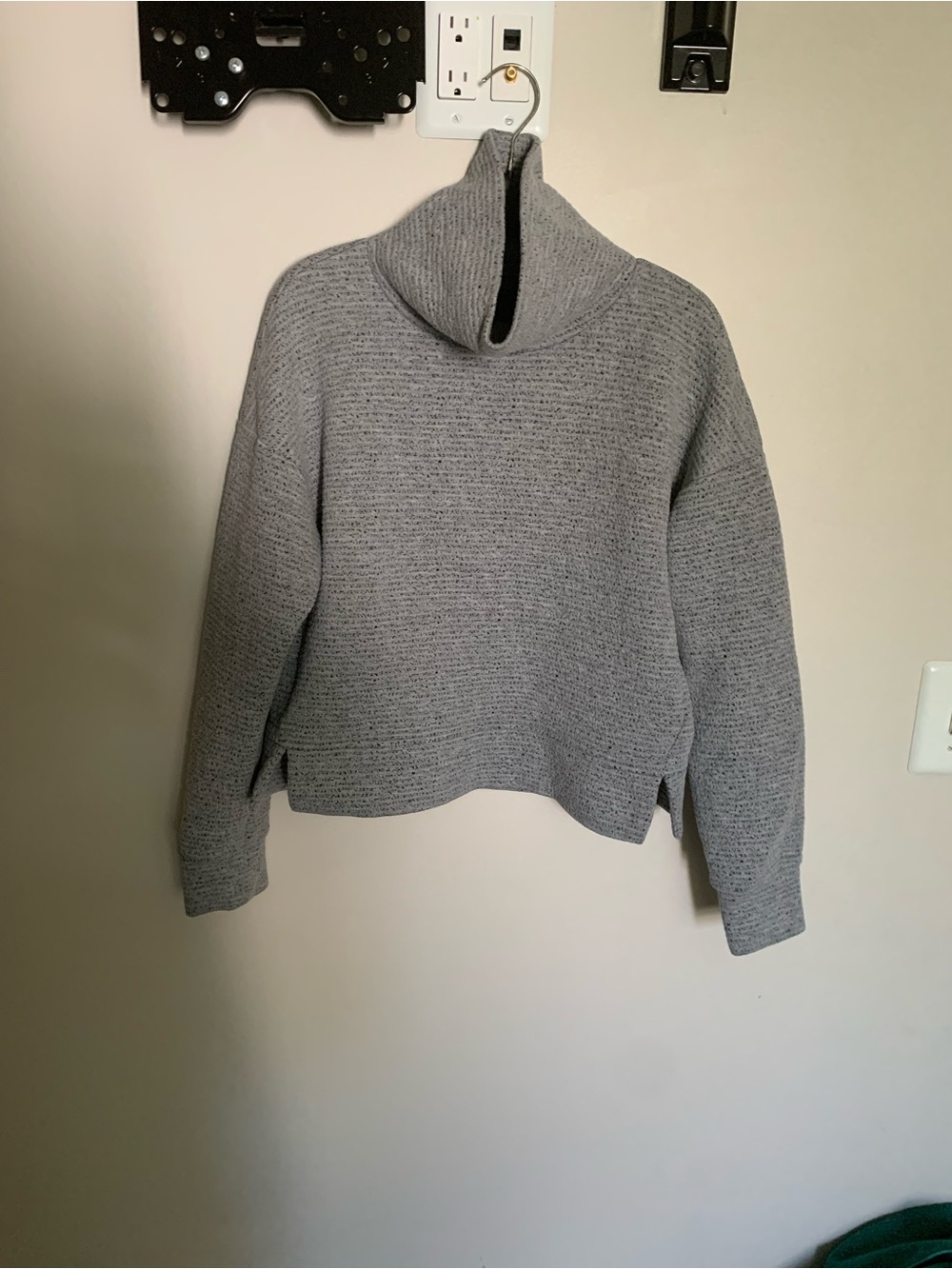 Alia Light Gray Ribbed Cowl Neck Sweater. Size S